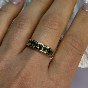 925 Sterling Silver Gold Plated Emerald Ring Size 8