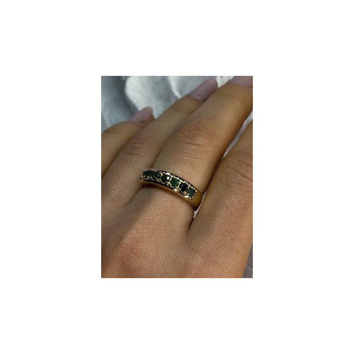 925 Sterling Silver Gold Plated Emerald Ring Size 8