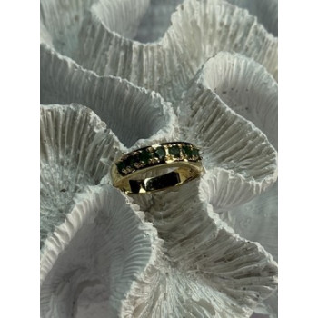 925 Sterling Silver Gold Plated Emerald Ring Size 8