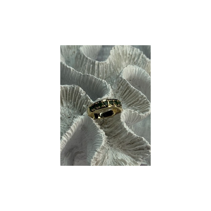 925 Sterling Silver Gold Plated Emerald Ring Size 8