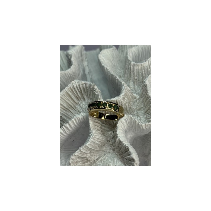 925 Sterling Silver Gold Plated Emerald Ring Size 8