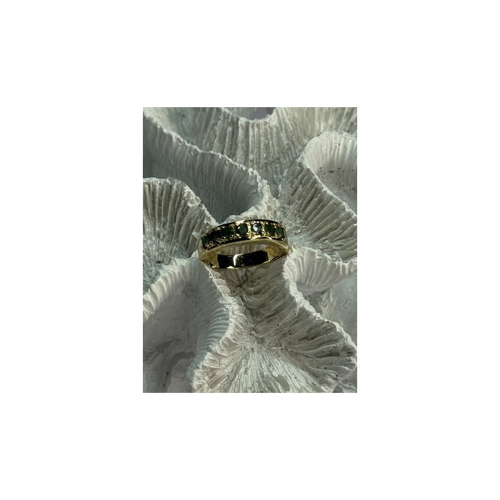 925 Sterling Silver Gold Plated Emerald Ring Size 8