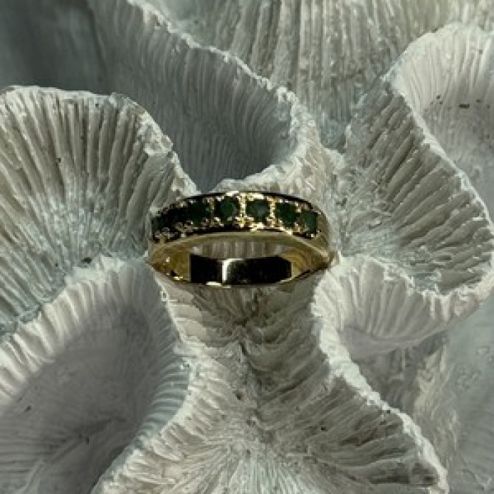 925 Sterling Silver Gold Plated Emerald Ring Size 8