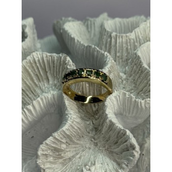 925 Sterling Silver Gold Plated Emerald Ring Size 8