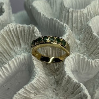 925 Sterling Silver Gold Plated Emerald Ring Size 8