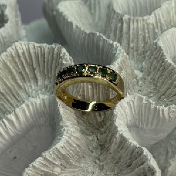 925 Sterling Silver Gold Plated Emerald Ring Size 8