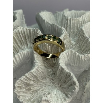 925 Sterling Silver Gold Plated Emerald Ring Size 8