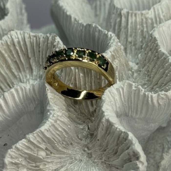 925 Sterling Silver Gold Plated Emerald Ring Size 8