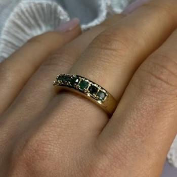 925 Sterling Silver Gold Plated Emerald Ring Size 8