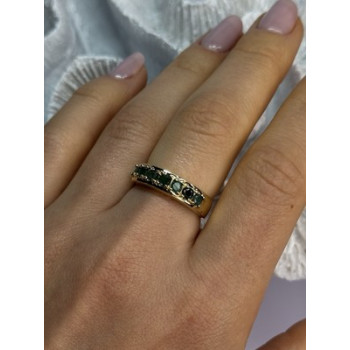 925 Sterling Silver Gold Plated Emerald Ring Size 8