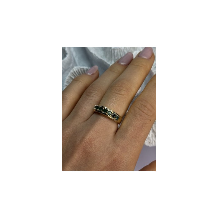 925 Sterling Silver Gold Plated Emerald Ring Size 8