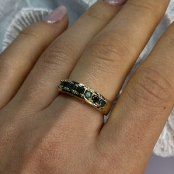 925 Sterling Silver Gold Plated Emerald Ring Size 8