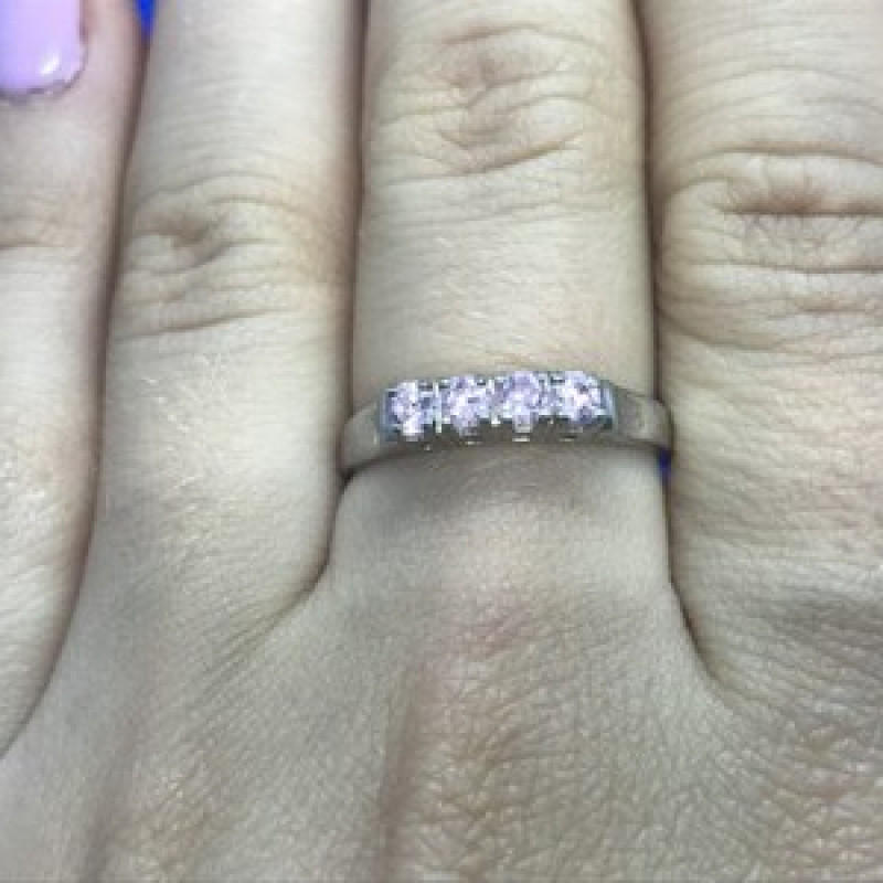 925 Sterling Silver Pink Quartz Ring Size 8