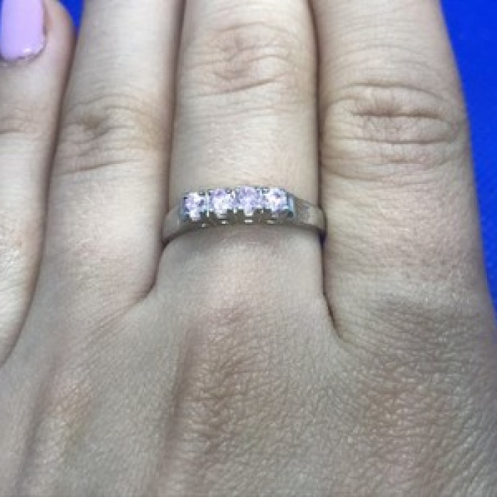 925 Sterling Silver Pink Quartz Ring Size 8