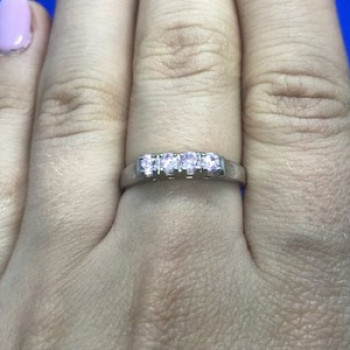 925 Sterling Silver Pink Quartz Ring Size 8