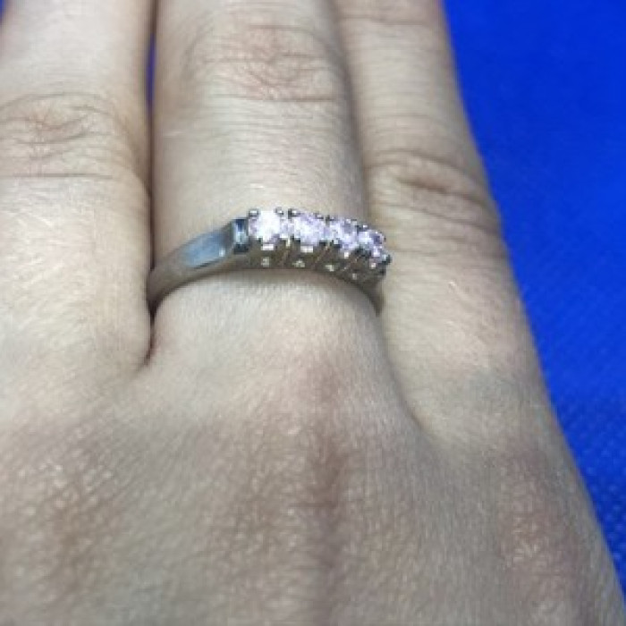 925 Sterling Silver Pink Quartz Ring Size 8