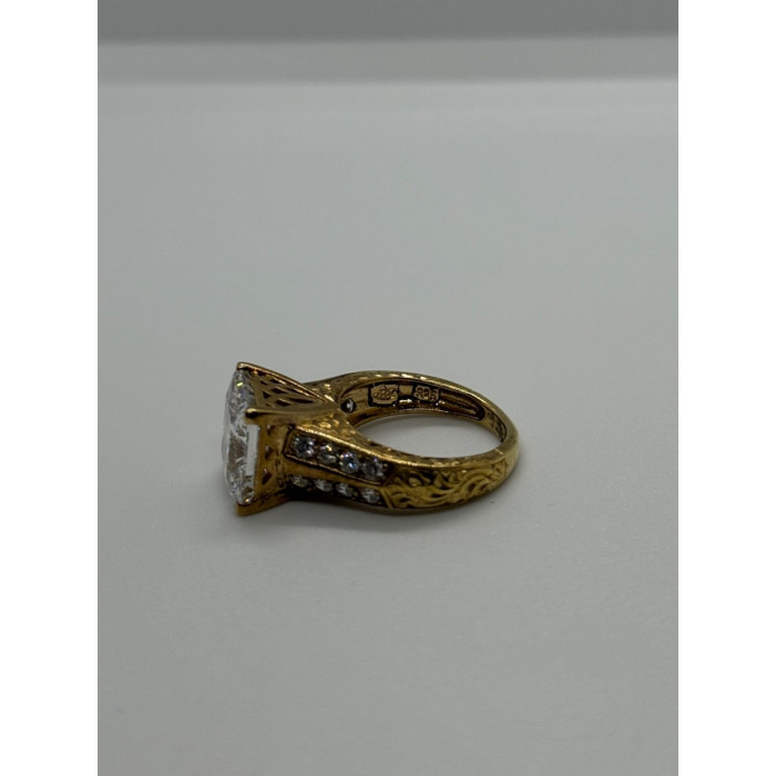 925 Sterling Silver Gold Plated CZ Ring Size 4.5