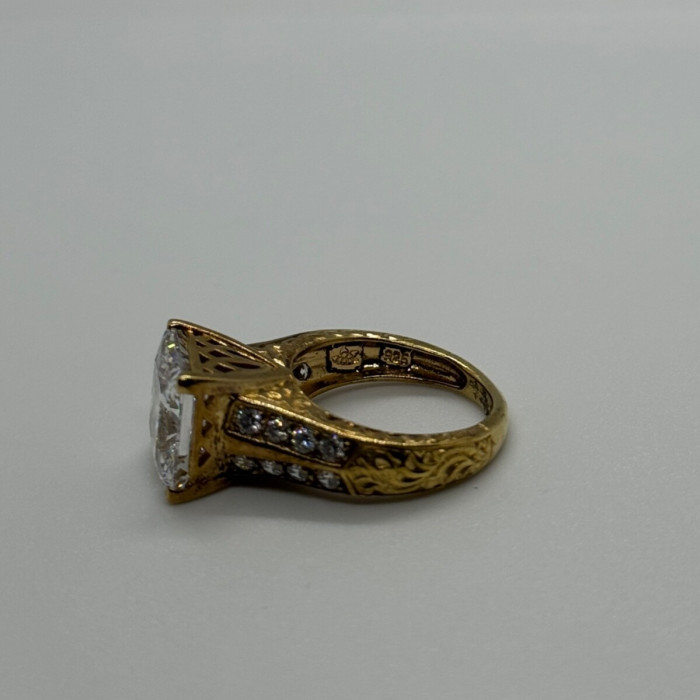 925 Sterling Silver Gold Plated CZ Ring Size 4.5