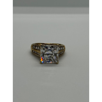 925 Sterling Silver Gold Plated CZ Ring Size 4.5