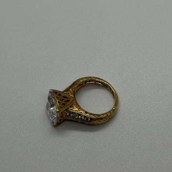 925 Sterling Silver Gold Plated CZ Ring Size 4.5