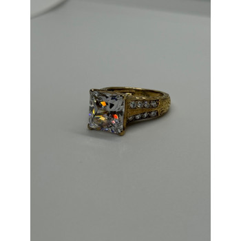 925 Sterling Silver Gold Plated CZ Ring Size 4.5