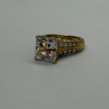 925 Sterling Silver Gold Plated CZ Ring Size 4.5