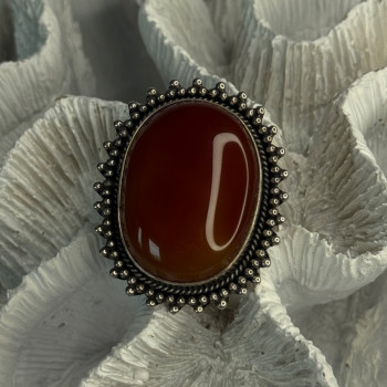 Vintage 925 Sterling Silver Carnelian Ring Size 6