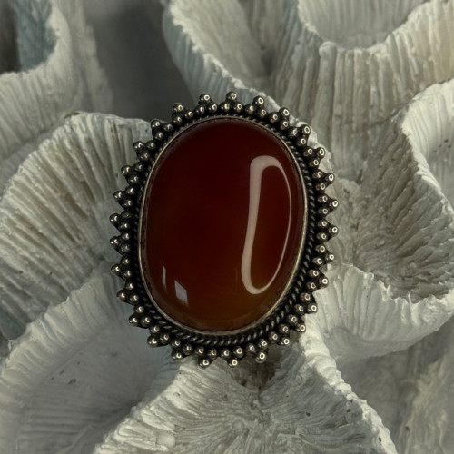 Vintage 925 Sterling Silver Carnelian Ring Size 6