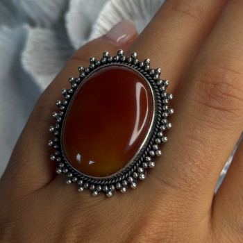 Vintage 925 Sterling Silver Carnelian Ring Size 6