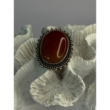 Vintage 925 Sterling Silver Carnelian Ring Size 6