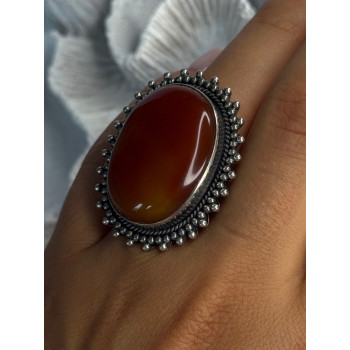 Vintage 925 Sterling Silver Carnelian Ring Size 6
