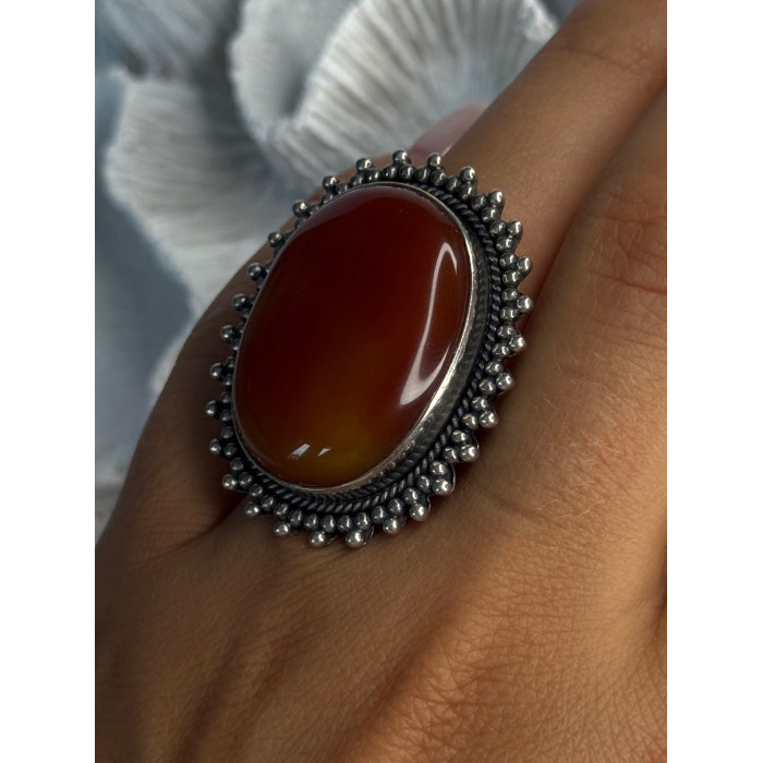 Vintage 925 Sterling Silver Carnelian Ring Size 6
