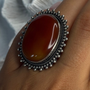 Vintage 925 Sterling Silver Carnelian Ring Size 6