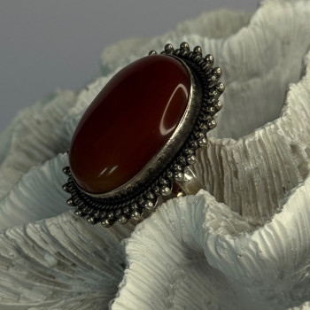 Vintage 925 Sterling Silver Carnelian Ring Size 6