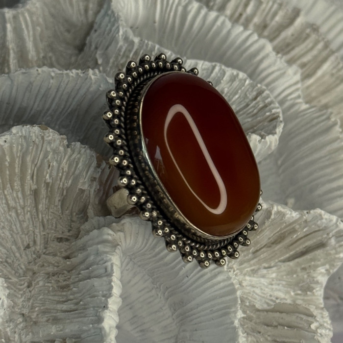 Vintage 925 Sterling Silver Carnelian Ring Size 6