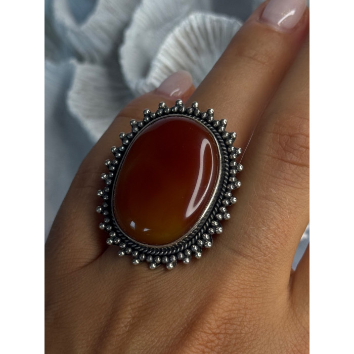 Vintage 925 Sterling Silver Carnelian Ring Size 6