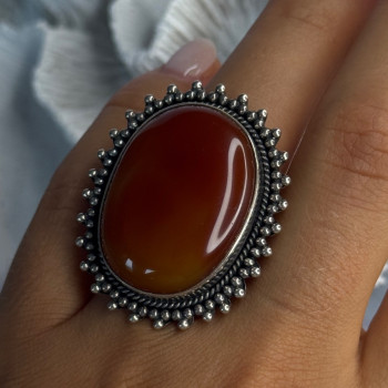 Vintage 925 Sterling Silver Carnelian Ring Size 6
