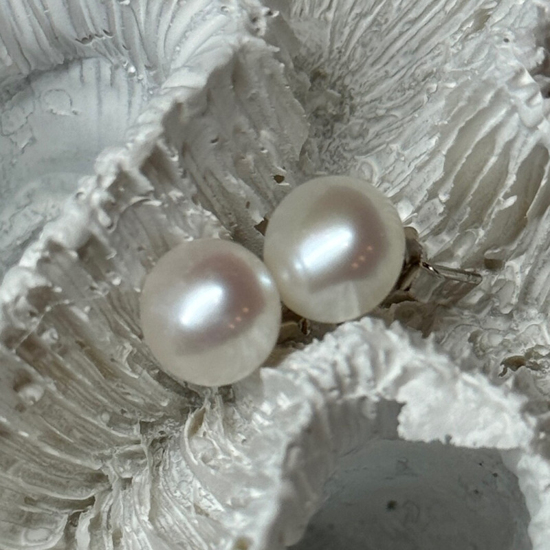 925 Sterling Silver Fresh Water Pearl Earrings Length 0.35 Inch