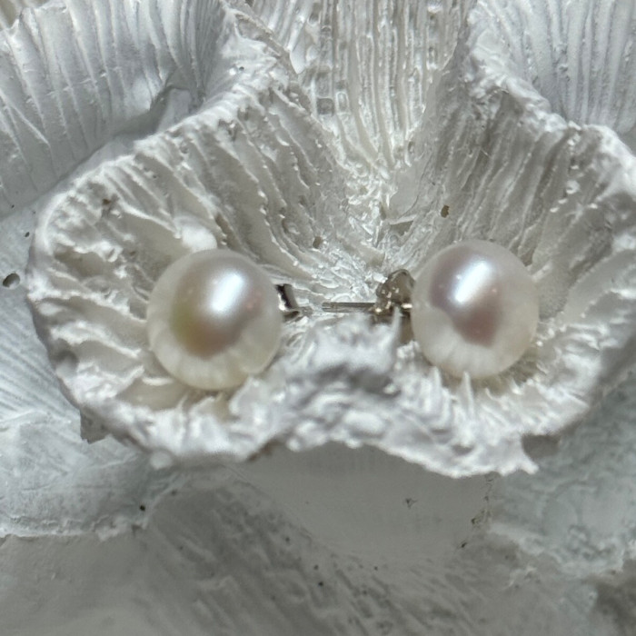 925 Sterling Silver Fresh Water Pearl Earrings Length 0.35 Inch