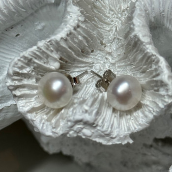 925 Sterling Silver Fresh Water Pearl Earrings Length 0.35 Inch