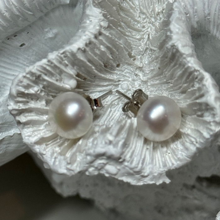 925 Sterling Silver Fresh Water Pearl Earrings Length 0.35 Inch