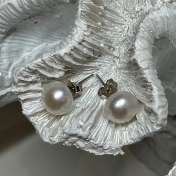 925 Sterling Silver Fresh Water Pearl Earrings Length 0.35 Inch