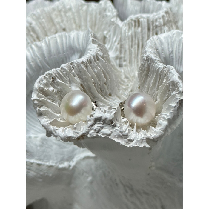 925 STERLING SILVER FRESH WATER PEARL EARRINGS LENGTH 0.35 Inch