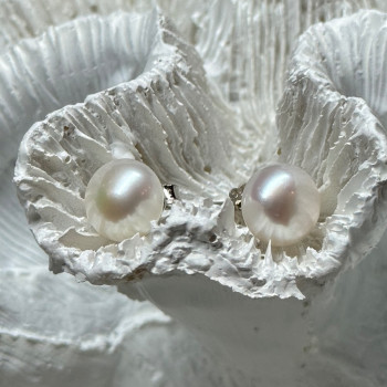 925 Sterling Silver Fresh Water Pearl Earrings Length 0.35 Inch