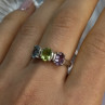 925 Sterling Silver Topaz Peridot Amethyst Ring Size 8.5
