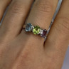 925 Sterling Silver Topaz Peridot Amethyst Ring Size 8.5