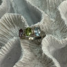 925 Sterling Silver Topaz Peridot Amethyst Ring Size 8.5