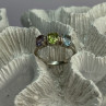 925 Sterling Silver Topaz Peridot Amethyst Ring Size 8.5