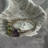 925 Sterling Silver Topaz Peridot Amethyst Ring Size 8.5