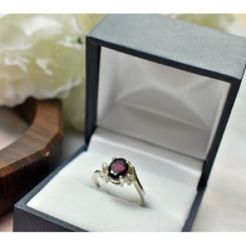 925 Sterling Silver Garnet & CZ Ring Size 6